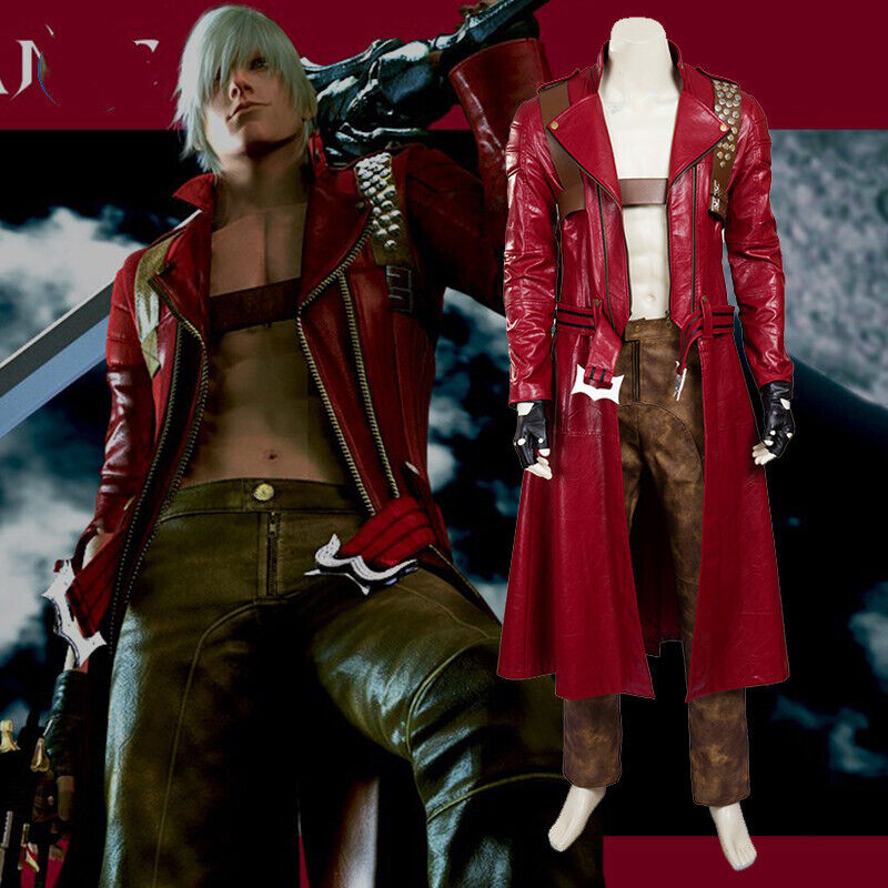 Devil May Cry 3 Dante Cosplay Costume Leather Halloween Outfit Suit