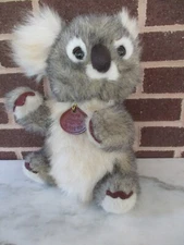 Koala Bear 14" Tall Vintage Plush- The Old Classics By Fine Toy-Gray/White Mix