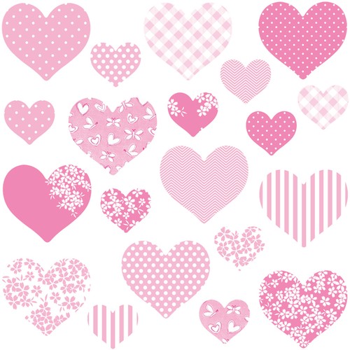 Childrens Pink Love Heart Wall Stickers MultiPinkHearts Hart.4.M eBay