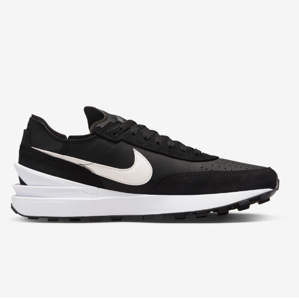 Nike Waffle One Leather Shoes 'Black / White' (DX9428-001
