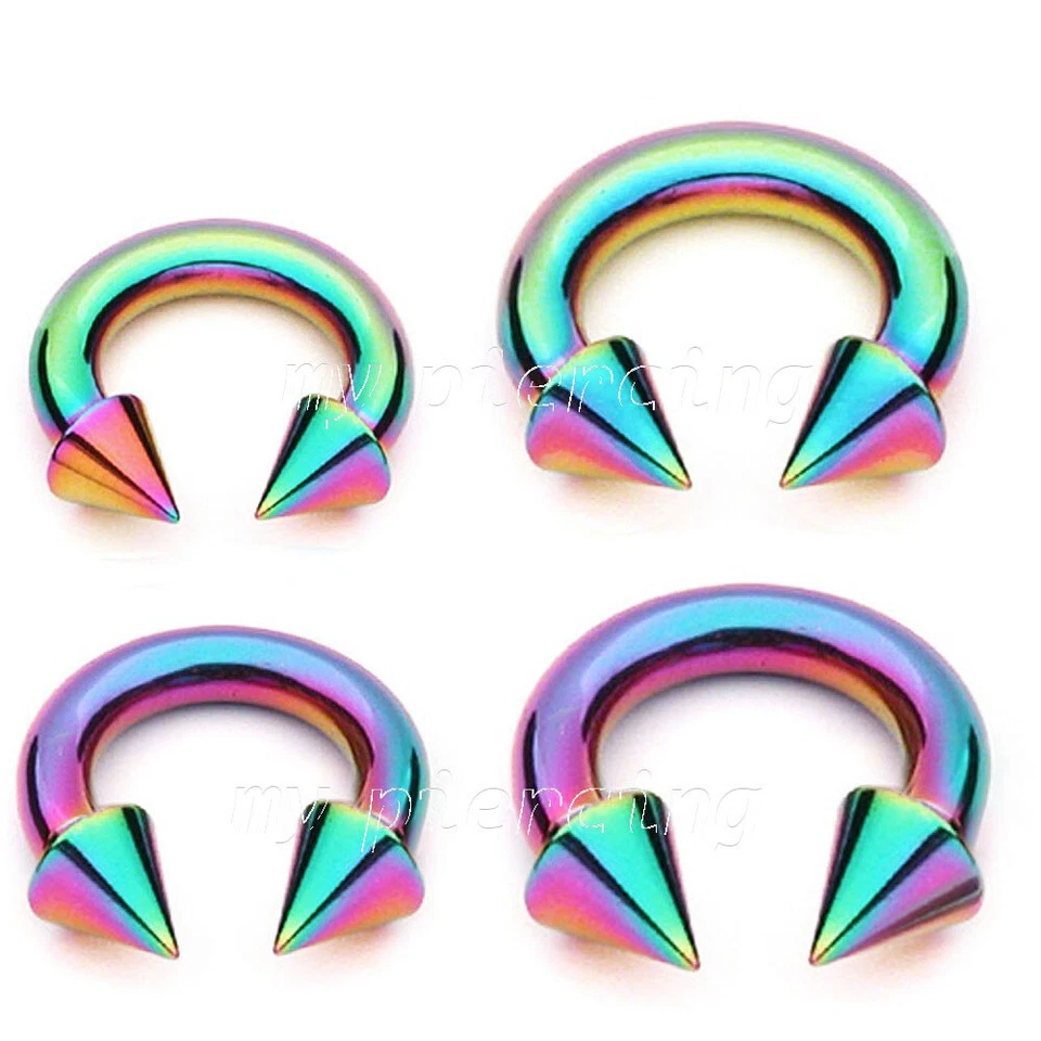 2 piezas. Pendiente barra circular herradura extremo espiga acero anodizado Labret Septumz Foto 2 de 4