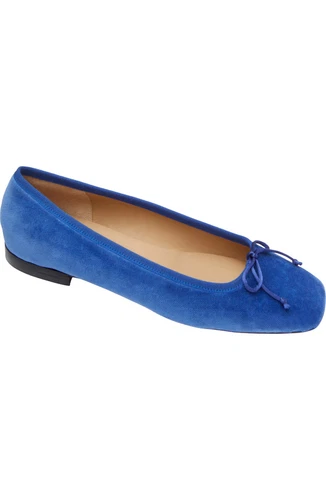 $300 ANN MASHBURN Square Toed Flat BLUE VIBRANT VELVET SLIP ON 38 (DC2)