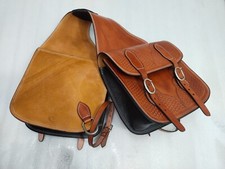 Classic Fancy Basket Tooling Leather Western Saddle Bag For Horse