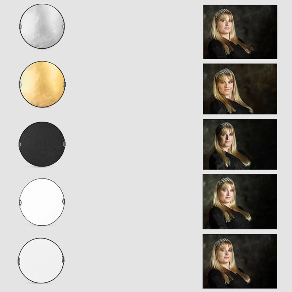 110cm 5in1 Faltreflektor Rund Studio Foto Reflektor mit Griff - Bild 4 von 4