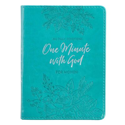 Teal Faux Leather One Minute With God For Women, 365 Daily Devotions w/Ribbon