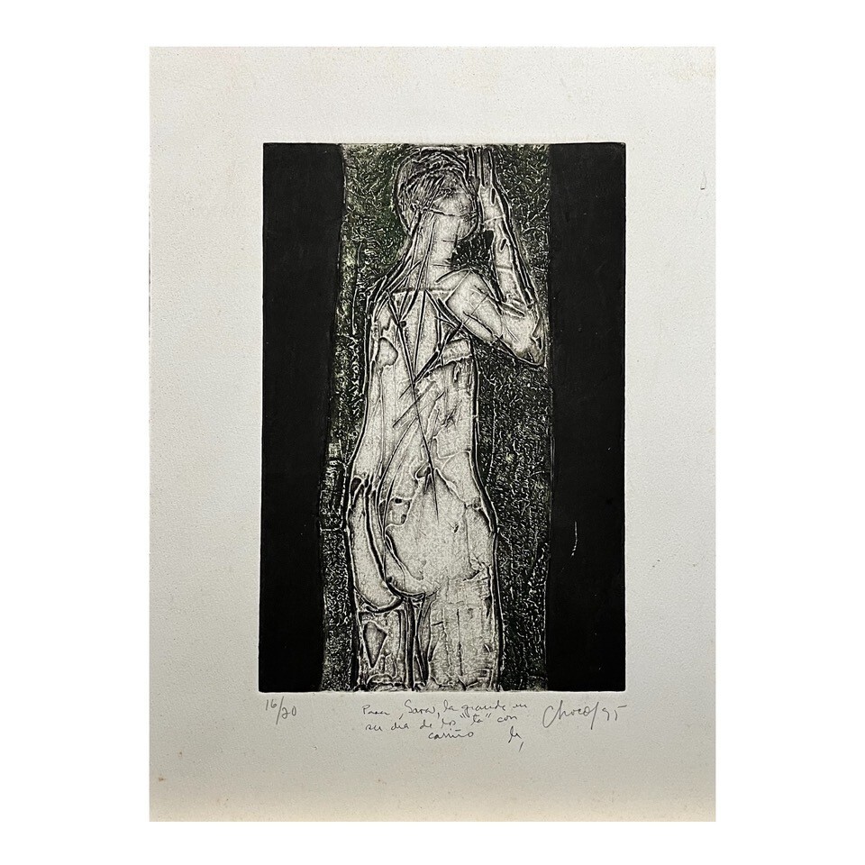 メロンを食べる男　eduardo roca EDUARDO ROCA (CHOCO) .Engraved, Colagraphy. Cuban Art