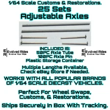 Axles 25 Sets 30mm For 1/64 Scale Custom Restoration Real Rider Hot Wheel