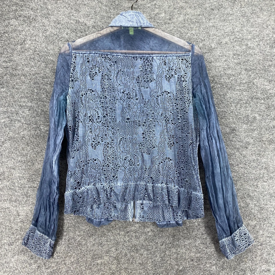 Chaqueta Picadilly Mujer S Pequeña Azul Cremallera Completa Cuello Alto Manga Larga Bolsillos Foto 2 de 4