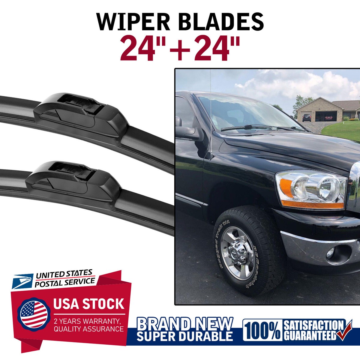 Wind Shield Wipers For Car Pair Of 24" Front Windshield Wiper Blades For 2002-2008 Dodge RAM 1500, 2500, 3500 - Direct Fit 24 Wiper Blade - Foto 6