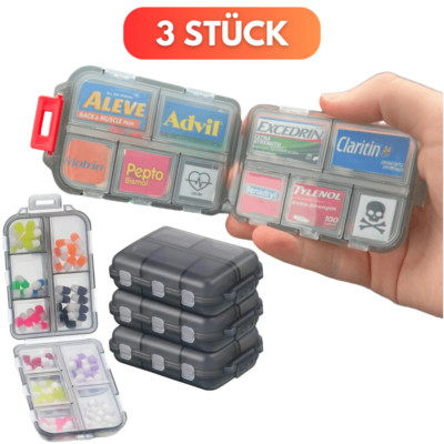 Tablettenbox Pillenbox Tablettenteiler Pillendose Tabletten 7 Tage 1 Woche (3er)