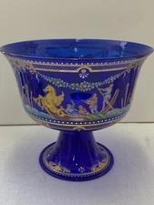 Discounted!Moreno Glass Compote C1800s-1900. Gold and enamel on glass.