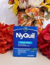 Vicks ~ NyQuil 🟢 Cold, Flu and Congestion Medicine ~  24 LiquiCaps ~ New ~
