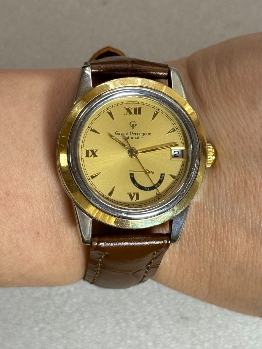 Girard Perregaux GP 90 Watch 1120 Gold Steel Reserve Power Mens