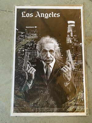 Albert Einstein Street Art Los Angeles Venice California Black White 11 x 17