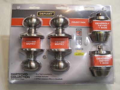 Defiant Keyed Entry Door Locks 4 Locks Total 2 Knobs 2 Deadbolts Satin Nickel