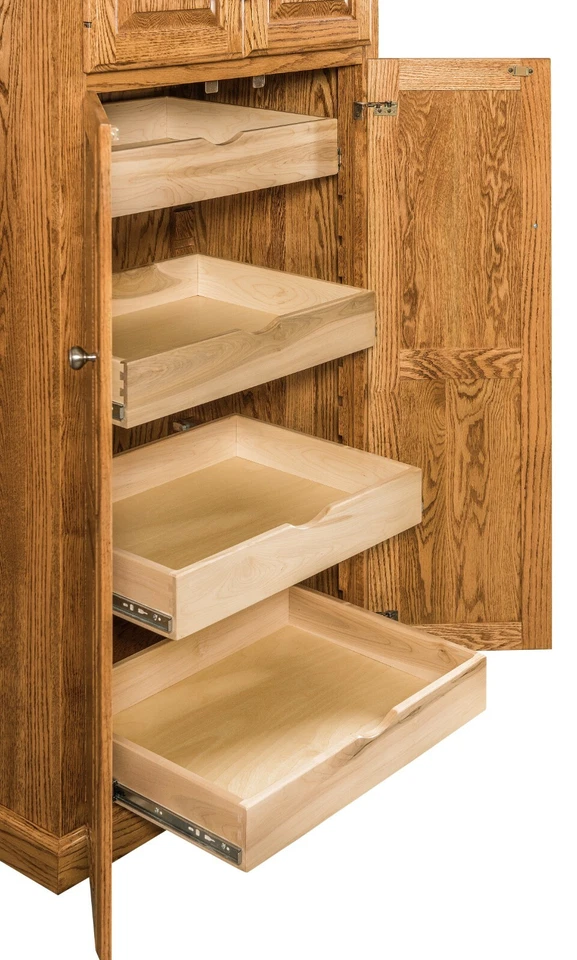 Amish Traditional Kitchen Pantry Storage Cabinet Solid Wood Roll Out Shelf 32"W - Image 2 of 2