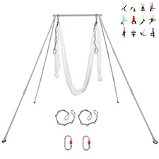 Aerial Stand Portable Rig Yoga Swing Bar White Silk 551lbs Load Yoga Frame 20FT