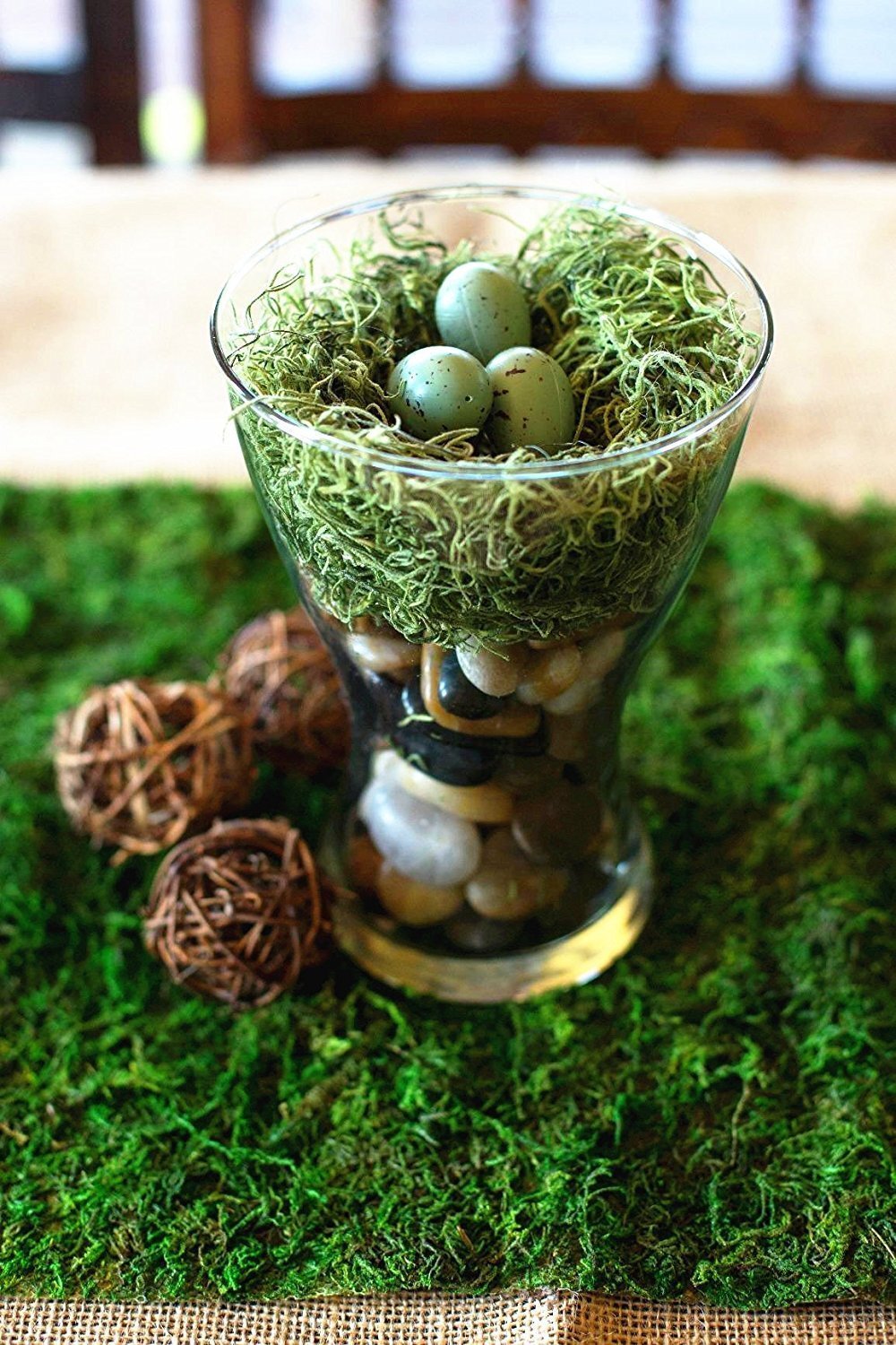 Dried Moss Table Runner for Party Garden Decoration Dark Green 30cm X 180cm  ...