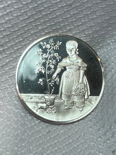 1979 FM Sterling Silver 30.35 Grams Proof Little Girl In Lavender John Bradley