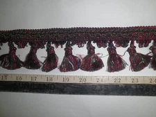 9 yards TASSEL FRINGE 3" WINE-RED/BLUE/GREEN Upholstery Fabric Trim Spain Lor901