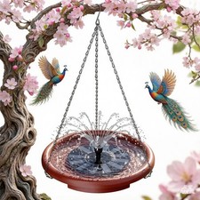 Hanging Bird Bath with Solar Fountain Solar Water Pump for Garden Patio Yard