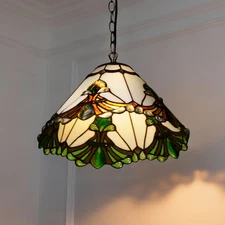 Vintage Wrought Iron Glass Lighting Fixtures, Illuminated By White Phoenix Tail