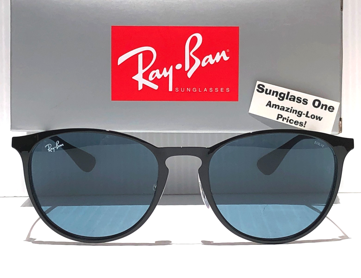 Ray Ban ERIKA METAL Black Evolve PHOTOCHROMIC Green Blue Sunglass