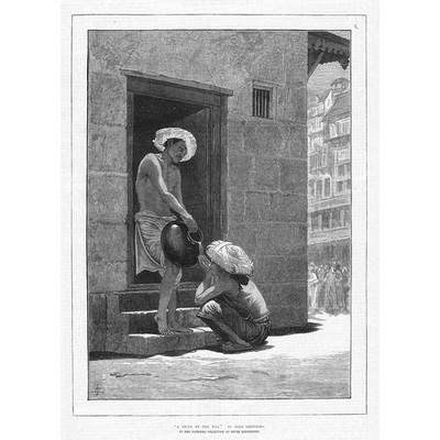 JOHN GRIFFITHS A Drink by the Way. Arabische Straßenszene alter Druck 1878