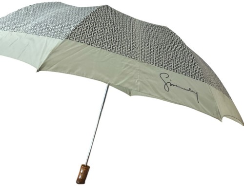 Vintage Givenchy Umbrella Wood Handle G Logo Print Designer Taiwan ROC Holder