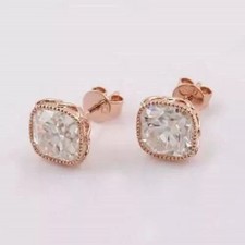 Delicate Cushion 2Ct Lab Created Diamond Women Earrings 14k Rose Gold Plated
