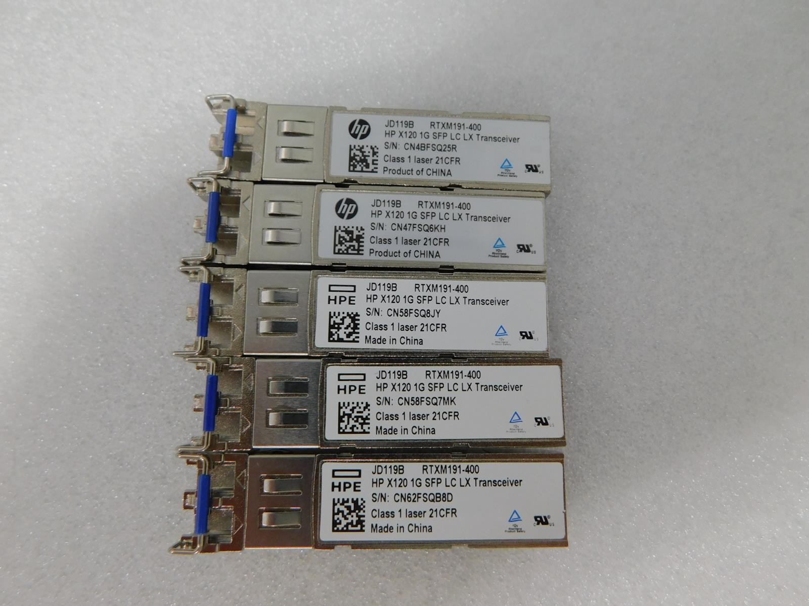 Lot 5x HP/HPE JD118B X120 RTXM191-400 1000BASE-SX 1G SFP-SX 850nm LC Transceiver