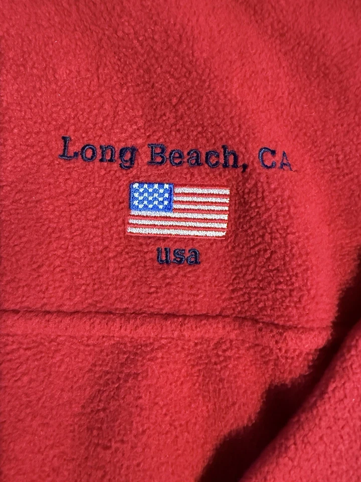 复古 80 年代 90 年代 Ashworth Kent 抓绒套衫男式 XL 红色长滩 CA 美国制造 — 第 3/4 张图片