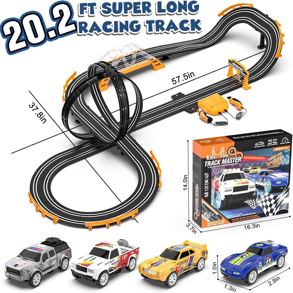 Slot Car Race Track Set Electric Powered Race Track Dual Racing Car ...