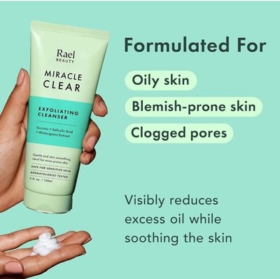 Rael Miracle Clear Face Wash 5 fl oz   Exfoliating Cleanser for Oily Skin