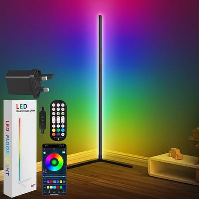 Eckstehleuchte, 165cm Smart RGB LED Stehleuchte mit App Fernbedienung, Musik