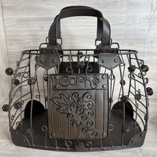 Epic Wine Cork Cage - Metal Decorative Handbag W Glass Beads