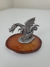 Pewter Rearwing Dragon on Agate Base 1.75" tall