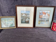 Lot of 3 Small Framed Prints Anstruther Fife Coast Scotland