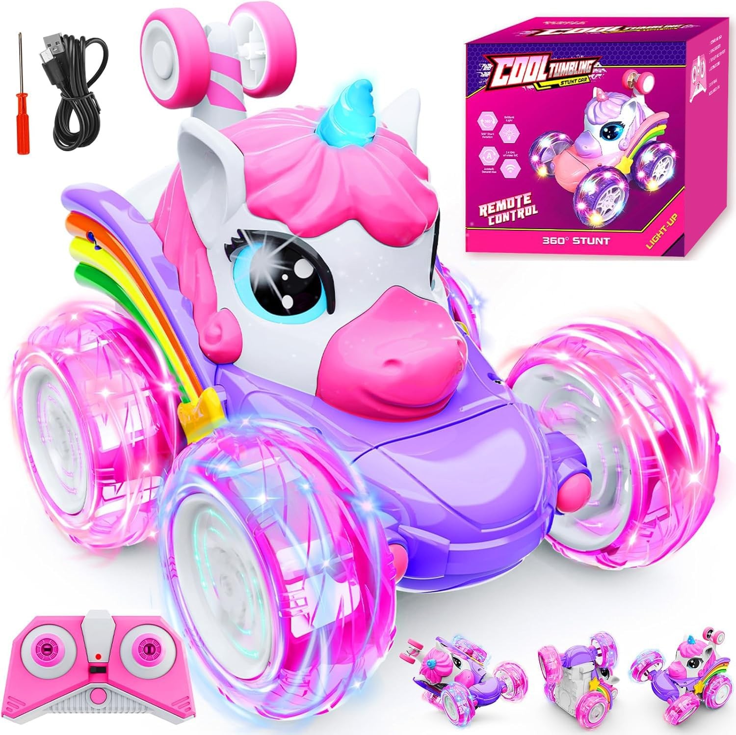 Toys For Girl - 360&deg; Rotating Pink Rc Stunt