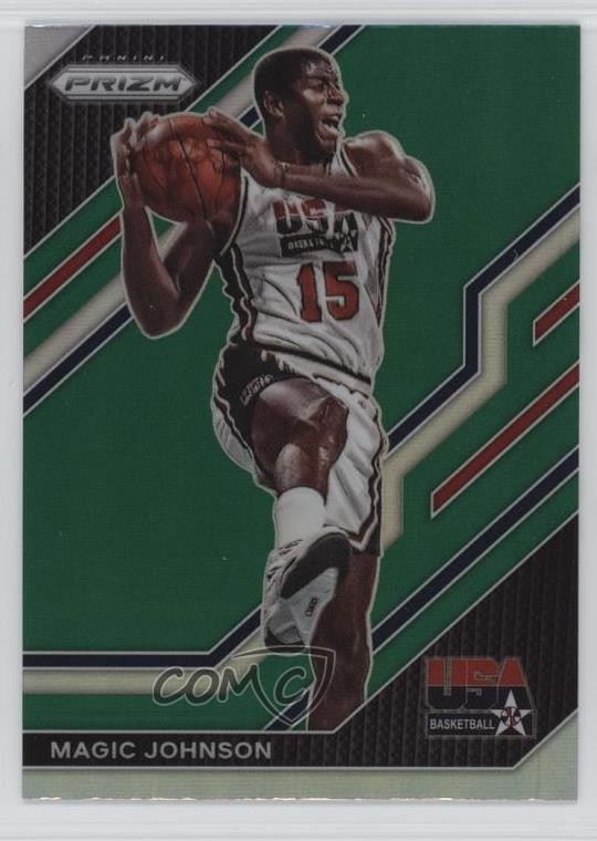 2022-23 Panini Prizm USA Basketball Green Prizm Magic Johnson #7 HOF 10no
