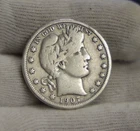 1907 D US Barber Silver Half 50c VG (Cleaned)