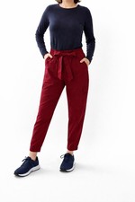 Tommy Hilfiger THFLEX Women's Joggers Wine Cotton Elastane Twill Stretch Bow M