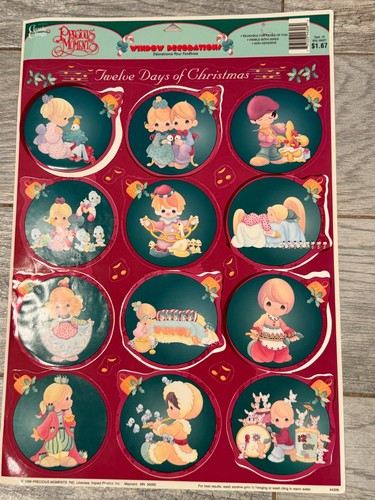 Precious Moments Window Decorations 12 Days Christmas Classic Clings Vintage 90s