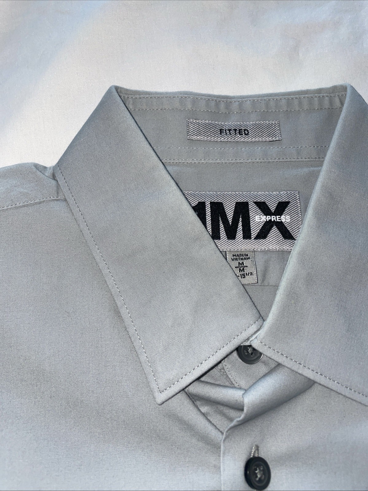 Express 1MX Blue Gray Button Down Fitted Long Sle… - image 3