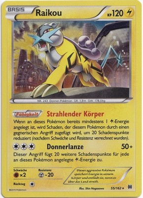 Pokemon Raikou Bubble Foil Holo Turbo Start 55/162 NM German