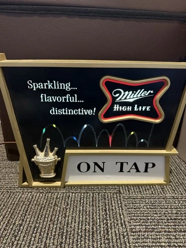 Miller High Life Beer On Tap Motion Moving Bouncing Ball Light Up Sign VTG