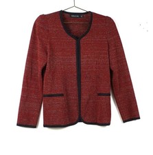 MISOOK JACKET DARK RED AND BLACK PATTER METALLIC THREAD SZ M