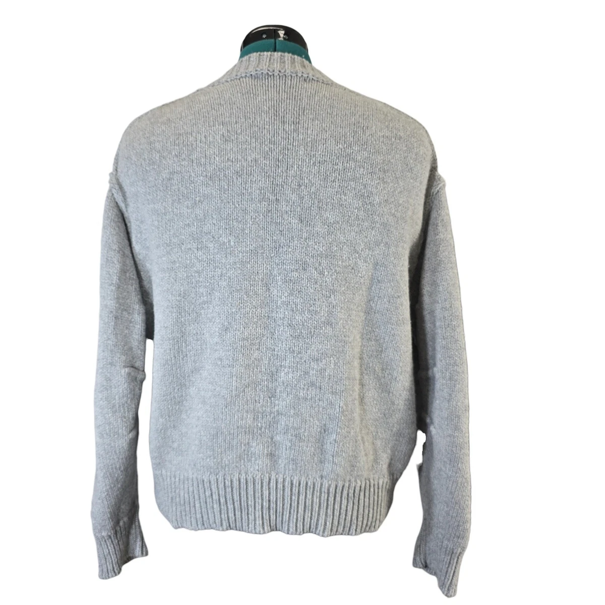 Zara Sweater Women M Grey Wool Blend Oversized Crewneck Chunky Knit Minimalist