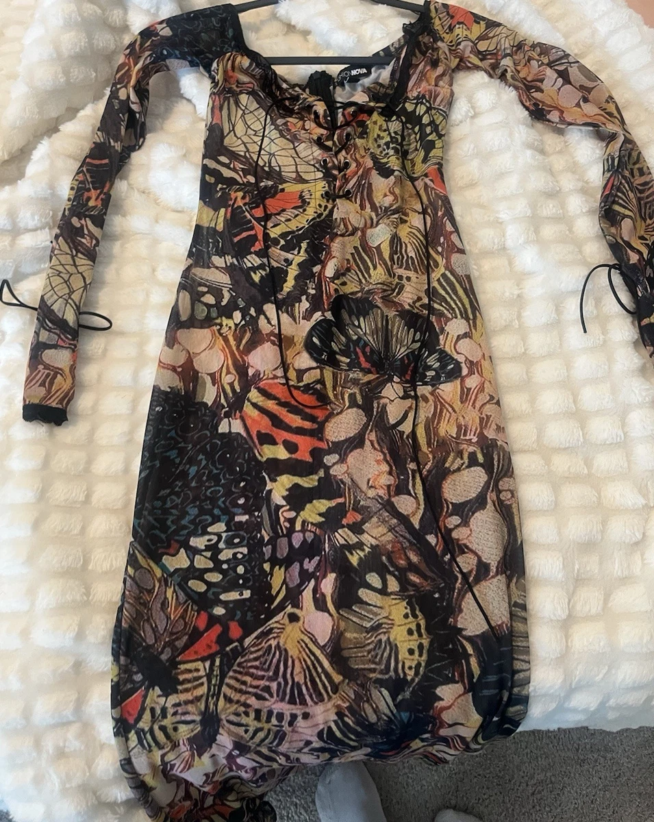 sachin and babi light blue dress LONG SHIRT DRESS W. CHAIN PRINT