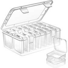 Small Bead Organizer Box 15 Piece Plastic Storage Case with Hinged Lid Clear